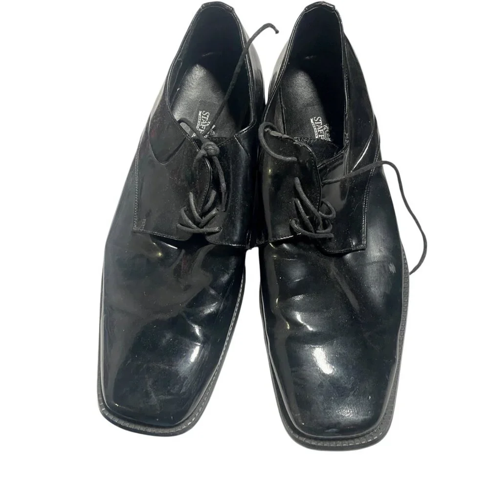 Stafford Mens‎ Black Leather Oxford Dress Shoes Size 13M
